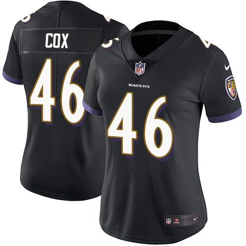 Nike Ravens #46 Morgan Cox Black Alternate Women's Stitched NFL Vapor Untouchable Limited Jersey